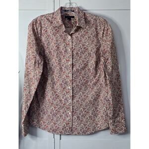 Lands End Multi Floral No-Iron Long Sleeve Button Down Shirt Women's Size 6